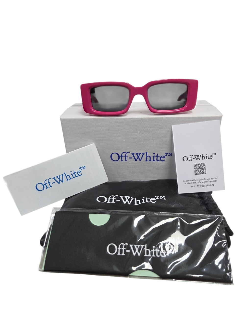 Off-White Pink Rectangular Sunglasses